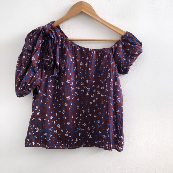 ULLA JOHNSON Floral Print One Shoulder Off Top XS Size - Picture 2 of 10